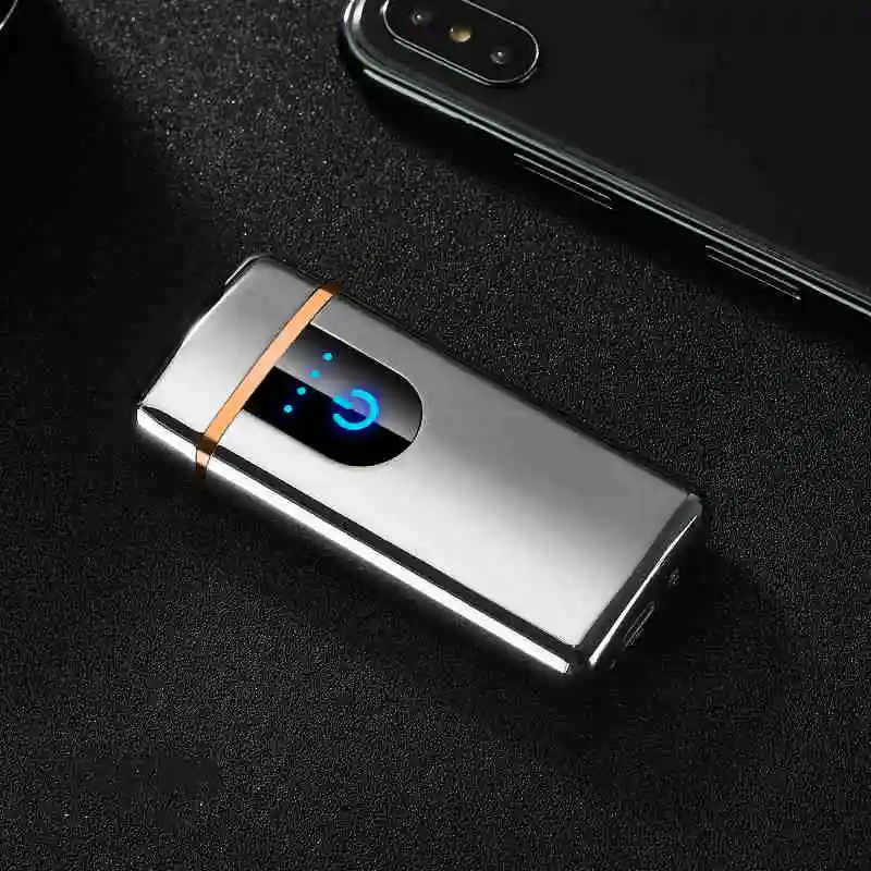 USB ветрозащитная беспламенная двойная дуга плазменный сенсорный зондирование без газа Зарядка электрическая зажигалка для сигарет для курения бойфренд Gif - Цвет: silver ice