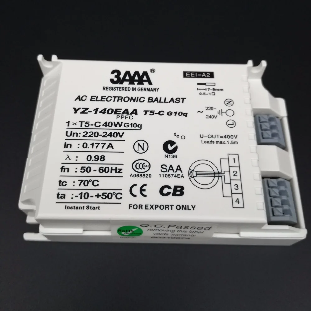 3AAA YZ-140EAA 1xT5-C 40W 220-240V AC люминесцентная лампа Электронный балласт для T5 кольцевыми