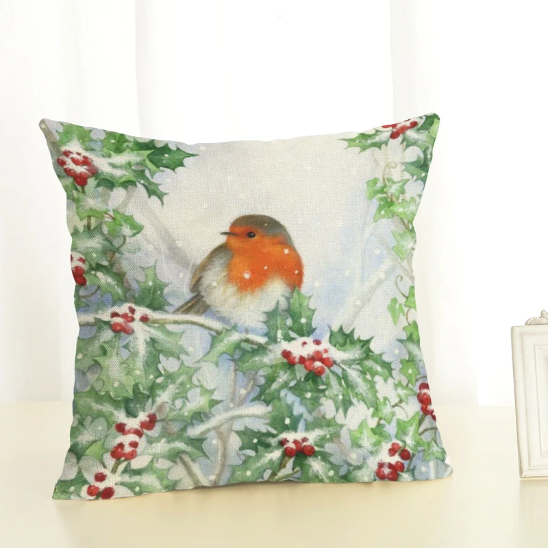 Подарок на Новый год наволочки для рождественской елки подушки с птицами чехлы
