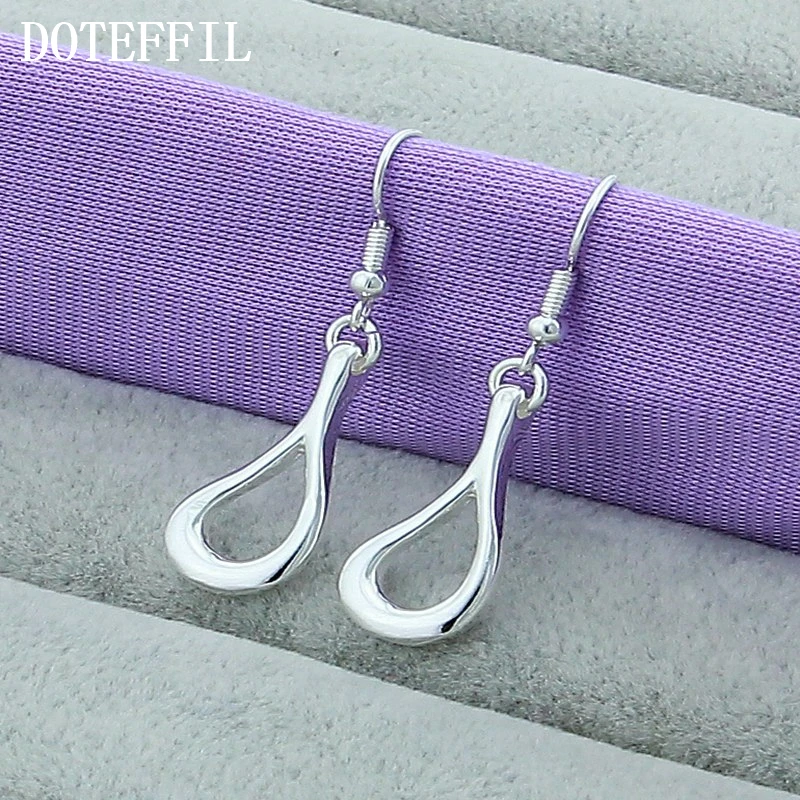 DOTEFFIL 925 Sterling Silver Hollow Water Droplets/Raindrops Drop Earrings For Woman Wedding Engagement Fashion Party Jewelry | Украшения и