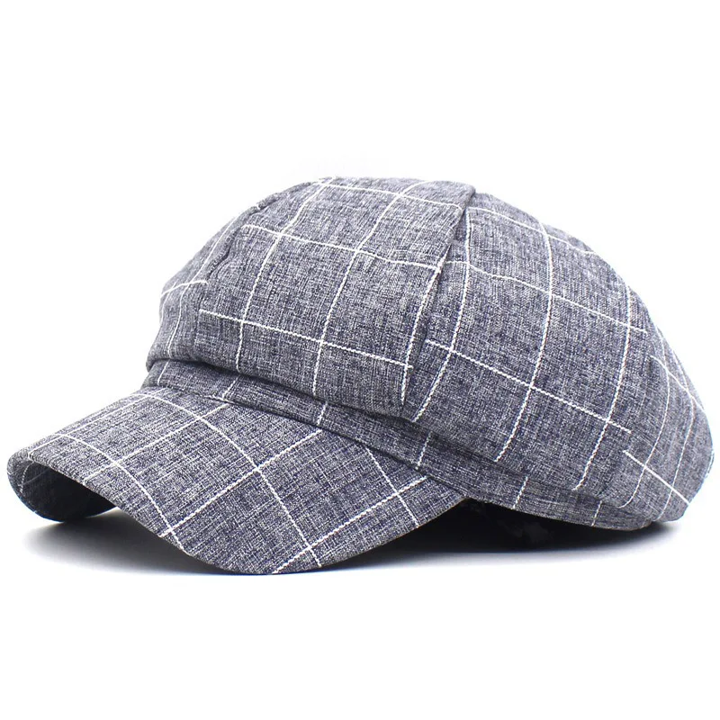 2019 New Arrivals Women Beret fashion plaid Octagonal Cap Hats Stylish Artist Painter Newsboy Caps Black Grey Beret Hats