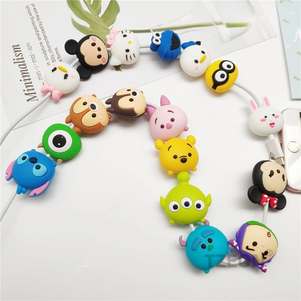 Мультяшная фигурка кабель протектор для IPhone Lightning type C Micro USB TSUM линия данных силиконовая бобина для samsung Xiaomi huawei