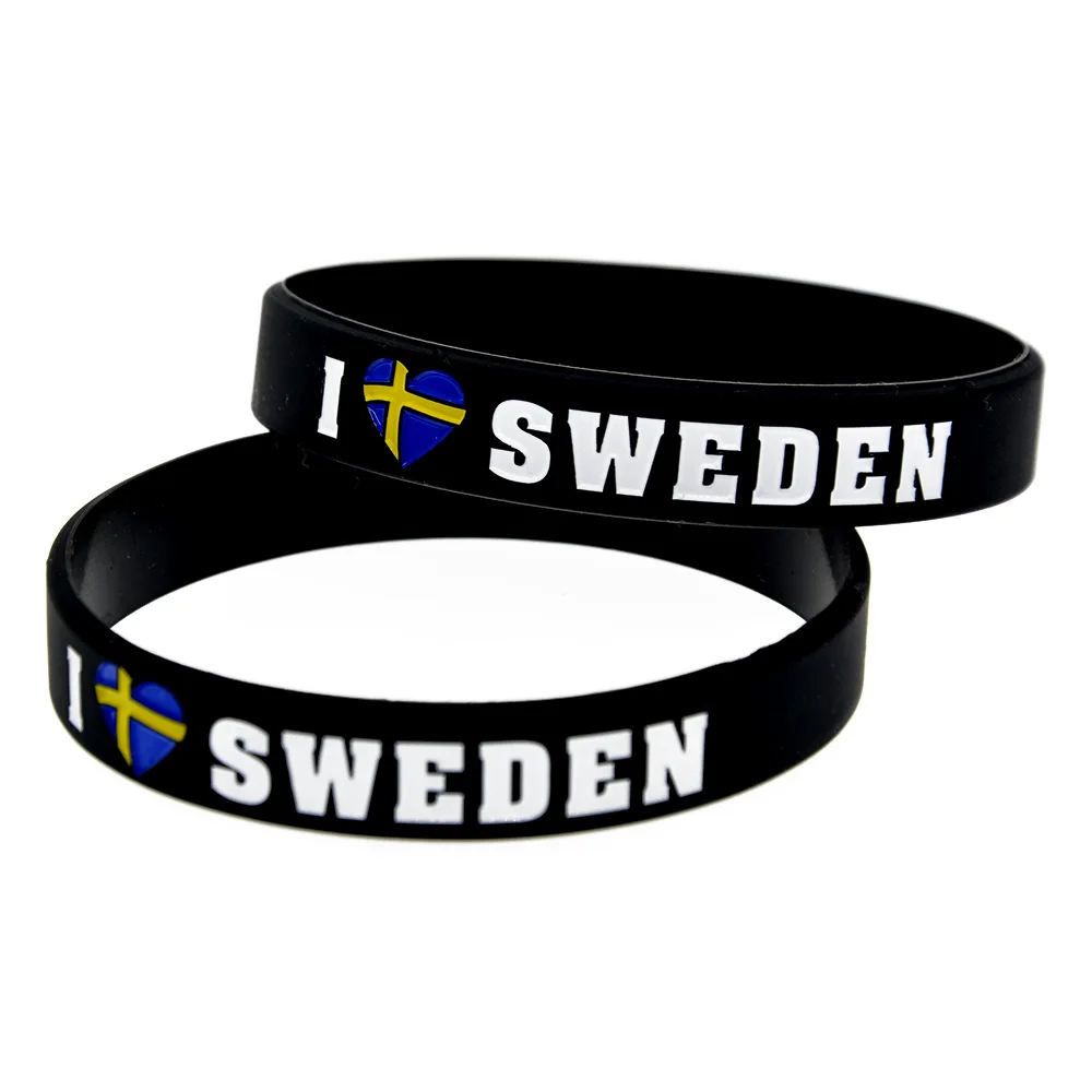 

OBH 50 шт., силиконовый резиновый браслет с надписью «I Love Sweden Flag», 3 цвета