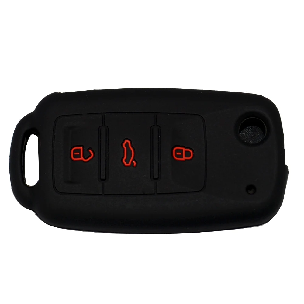 OkeyTech силиконовый чехол для ключей от машины 3 кнопки V W Golf POLO Bora Seat Leon Toledo Altea Ibiza Skoda