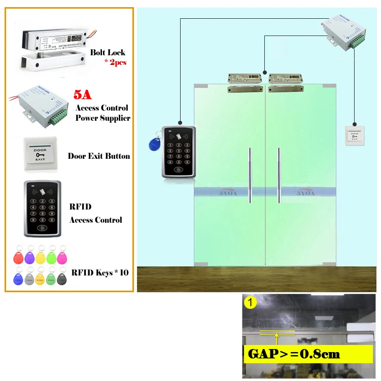 5YOA RFID система контроля доступа DIY комплект дверной замок стекло ворот набор Электронный магнитный замок ID карта Кнопка питания