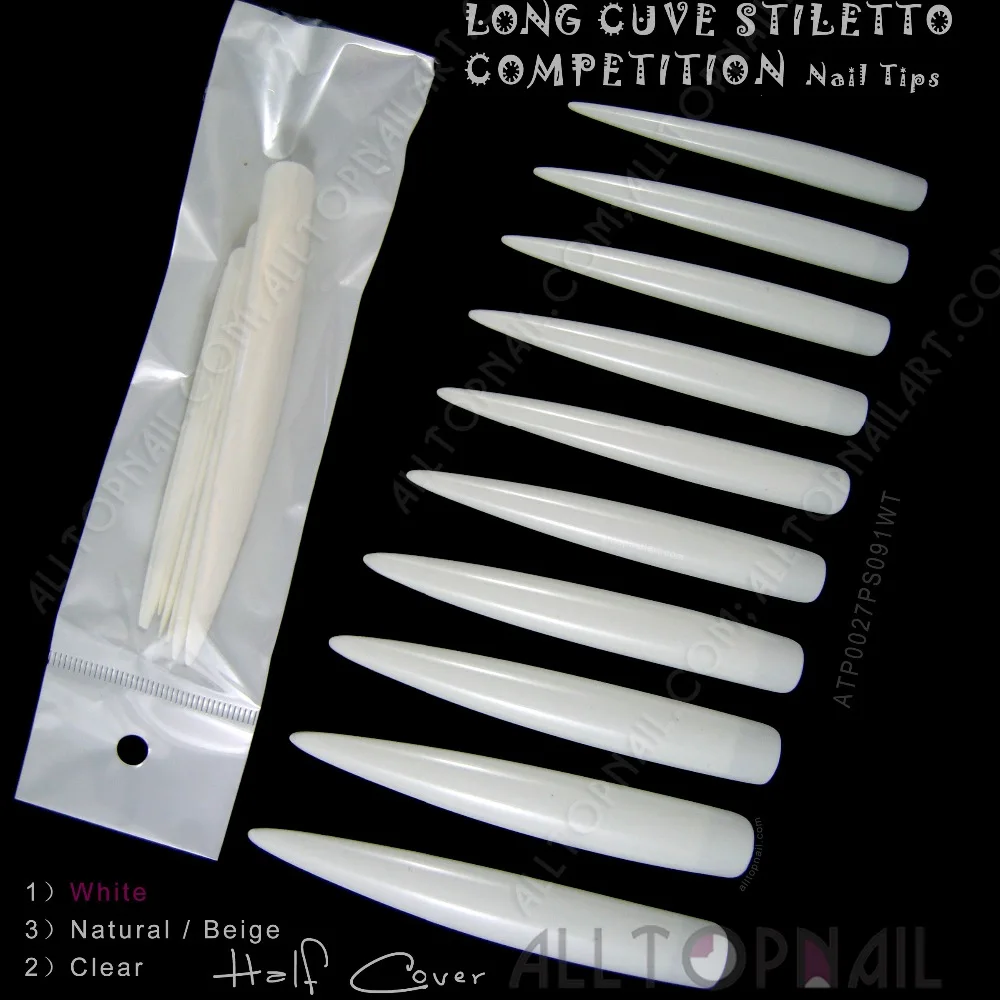 Белый салонный акриловый супер длинный острый конец тонкий ногти Типсы 20