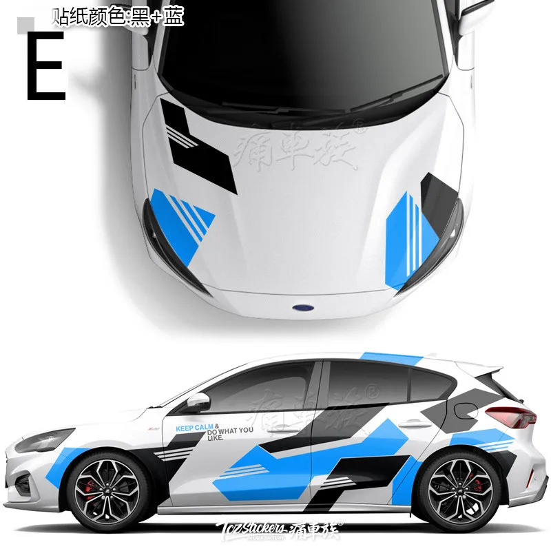 E Автомобильные наклейки для Ford Focus, цветные наклейки для тела, декоративные модифицированные персональные наклейки, пленка - Название цвета: E
