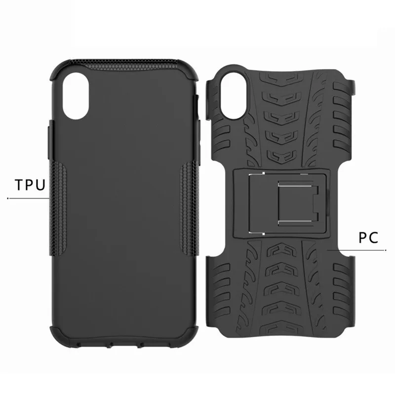 Для iphone X XS чехол для MAX XR Heavy Duty Armor Stand силиконовый резиновый Жесткий Чехол 6 6s 7 8 plus