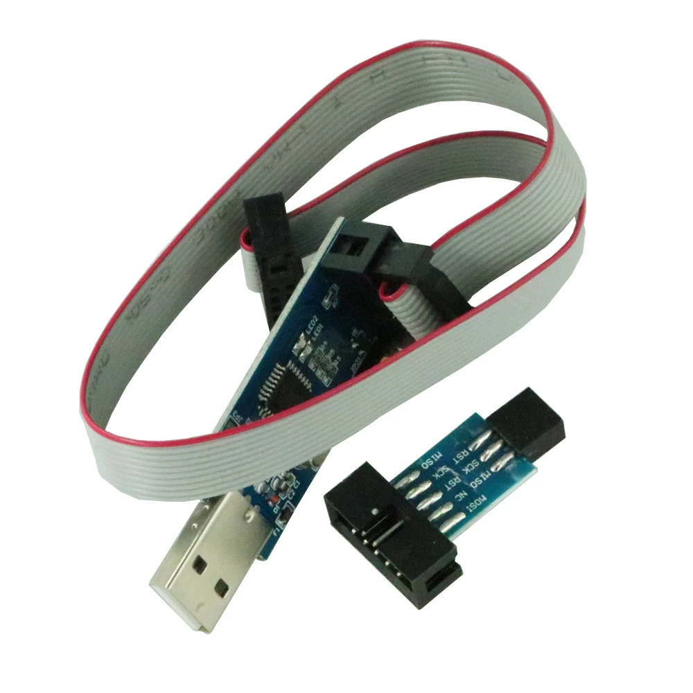 2 шт./компл. 10Pin до 6 Pin адаптер доска+ USBASP USBISP AVR программист USB ATMEGA8 ATMEGA128 ATtiny/CAN/PWM 10Pin провод модуль