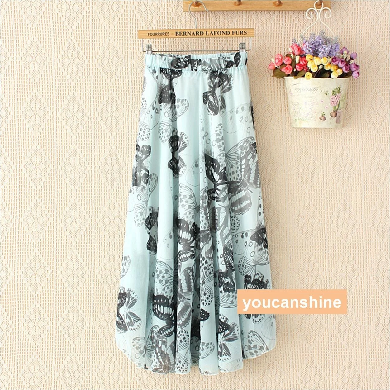 Womens Pleated Boho Bohemia Beach Flower 2 Layer Elastic Waist Long Skirt New | Женская одежда