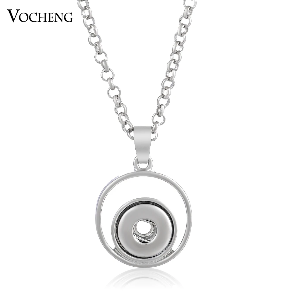 

10PCS/Lot Vocheng Snap Button Jewelry 12mm Small Charms Pendant Necklace with Stainless Steel Chain NN-016*10 Free Shipping