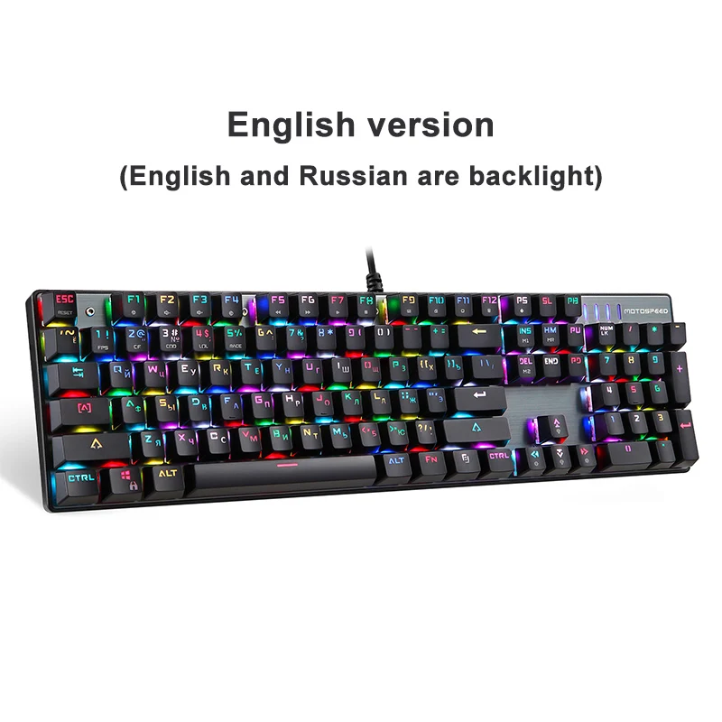 English version Русская/английская версия Motospeed CK104 игровая механическая клавиатура с RGB подсветкой 104 клавиш синий/красный переключатель Проводная клавиатура для геймера - Цвет: English version