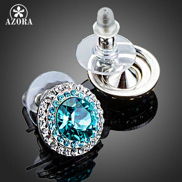 Женские круглые серьги-гвоздики с 2 рядами микро-кристаллов | Украшения и