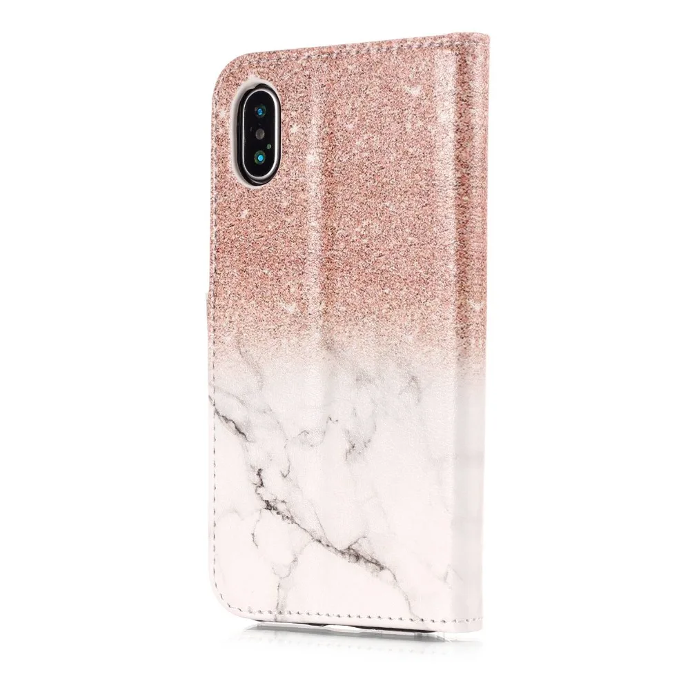 Флип-кожаный чехол для iPhone X XR XS MAX 8 7 6 6S Plus 5 5S SE Coque для iPhone 8 Plus чехол-кошелек мраморный телефон с единорогом чехол