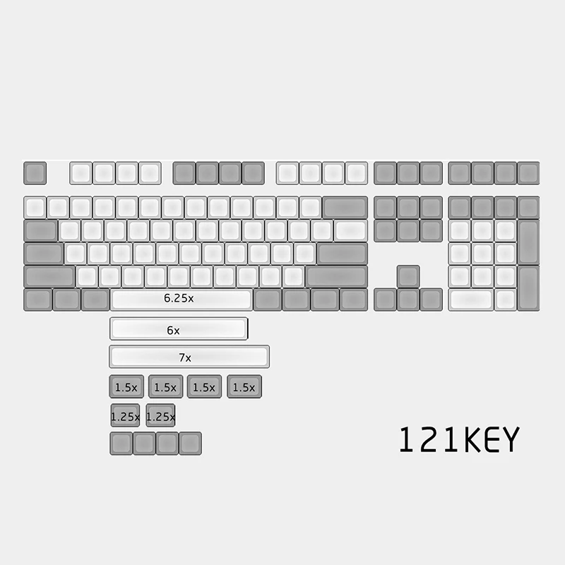 DSA keycaps белый и серый pbt пустой колпачки для wried механической игровой