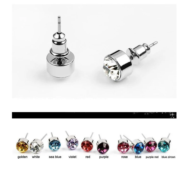 

Classic Round Stud Earrings With Crystals From Swarovski Fashion Rhinestone Jewelry for Women Girl Wife Gift 5.5mm