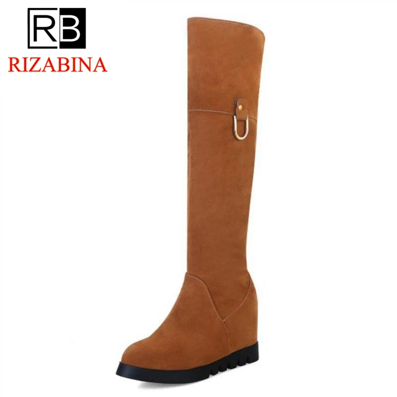 RIZABINA/Размеры 33-43 Женские сапоги до колена Женская обувь на внутреннем каблуке
