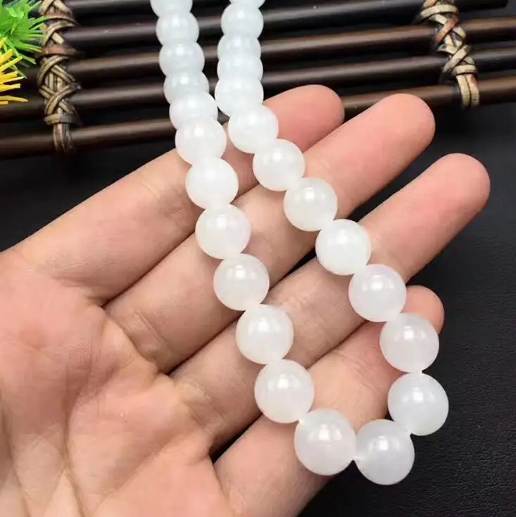 Natural HeTian Yu white jade necklace transshipment buddha bead Necklace + Certificate Fashion Jewelry | Украшения и аксессуары