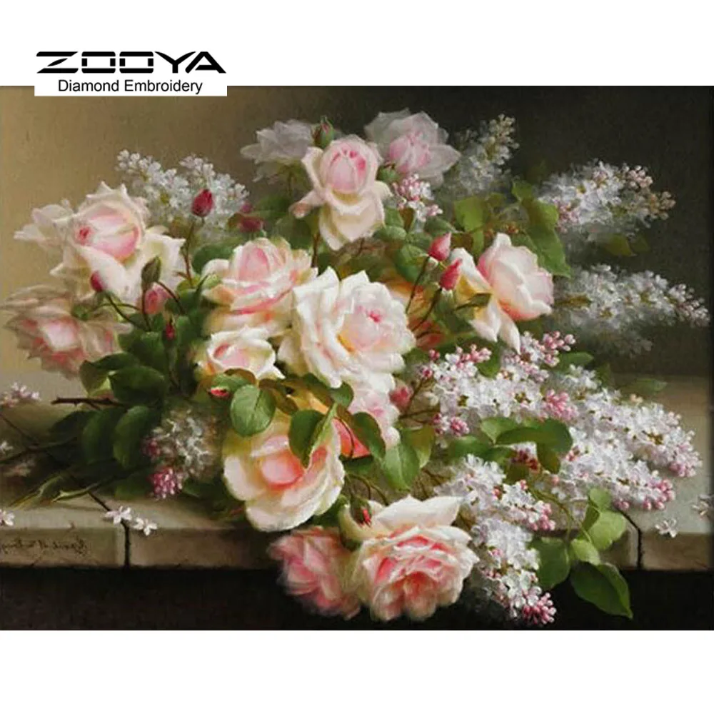 3D DIY Алмазная вышивка крестиком на рисунке цветок белая роза с украшением в виде