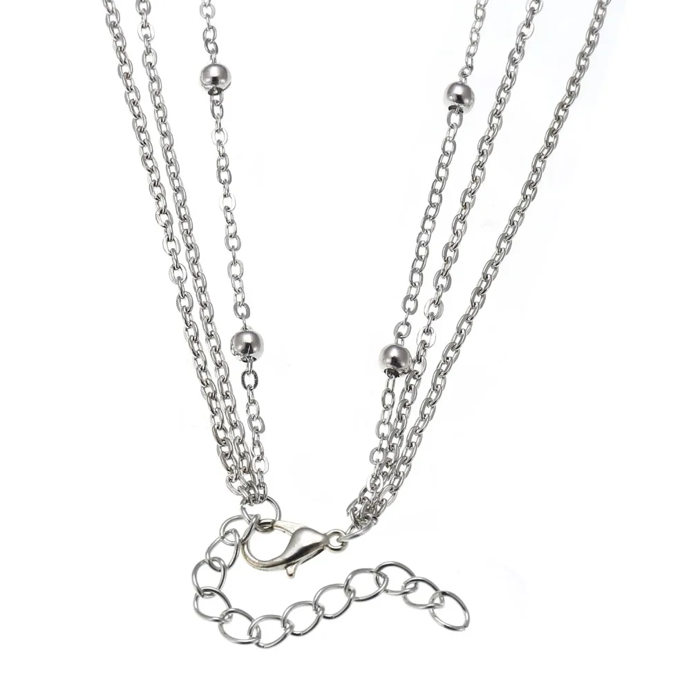 Женские Подвески с зеленым камнем трехслойное ожерелье мини Луной Ретро