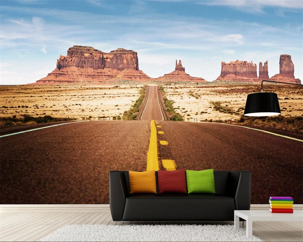 Фотообои с рисунком пустыни шоссе скалы каньона|tv background|wall papers home decormural wallpaper |