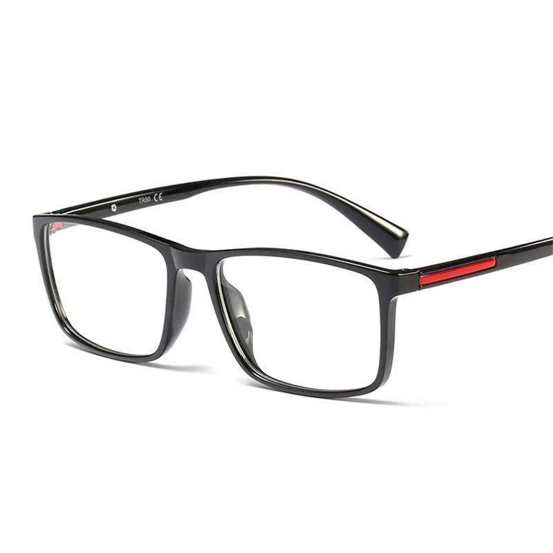 Cubojue Men's Prescription Glasses TR90 Man Optical Red Strip Black Spectacles Progressive Photochromic Multifocal Anti Blue |