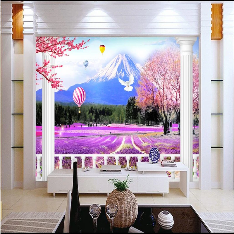 Beibehang романтическое Лавандовое крепление Fuji 3D TV фон на заказ большие Свежие
