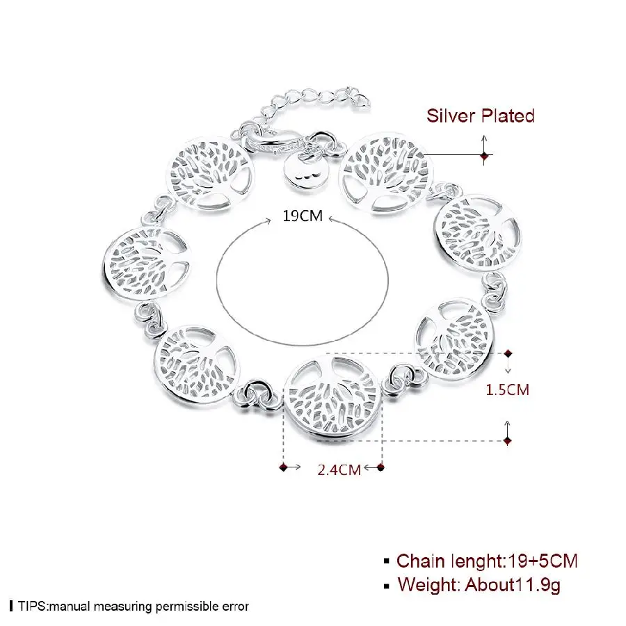 Модный дизайн серебряный браслет Дерево жизни браслеты для женщин pulseira feminina