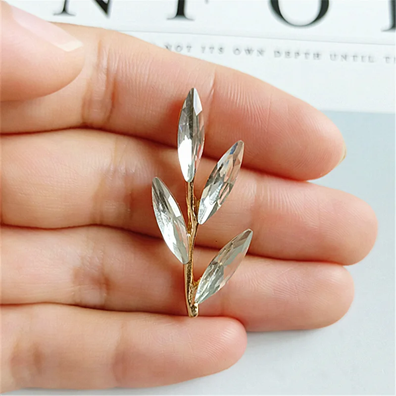10Pcs 15*37mm Gold Color Alloy Material Crystal Branch Charm Leaf Branch pendant for DIY Head Women Jewelry Making Wholesale
