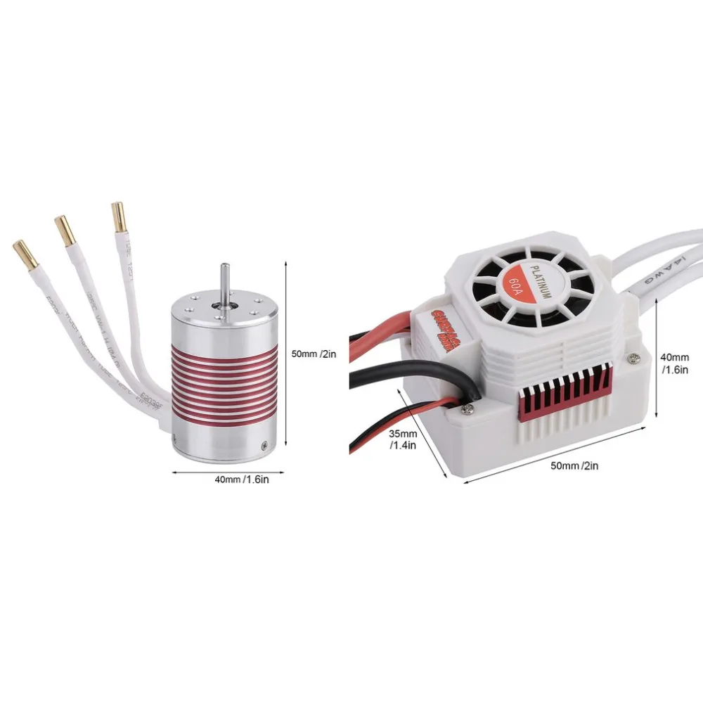 Платиновый водонепроницаемый 3650 4300KV бесщеточный двигатель с 60A ESC комбо подходит