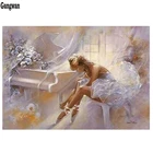 Алмазная живопись, вышивка крестиком, желтоватая балерина, квадратная круглая Алмазная мозаика 5d, розовая роза