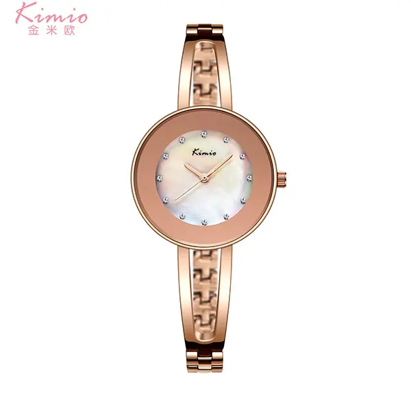rose-gold-white Модные женские кварцевые часы от бренда KIMIO, часы с браслетом, роскошные женские часы, подарок, часы под платье, наручные часы, квадратный чехол - Цвет: rose-gold-white