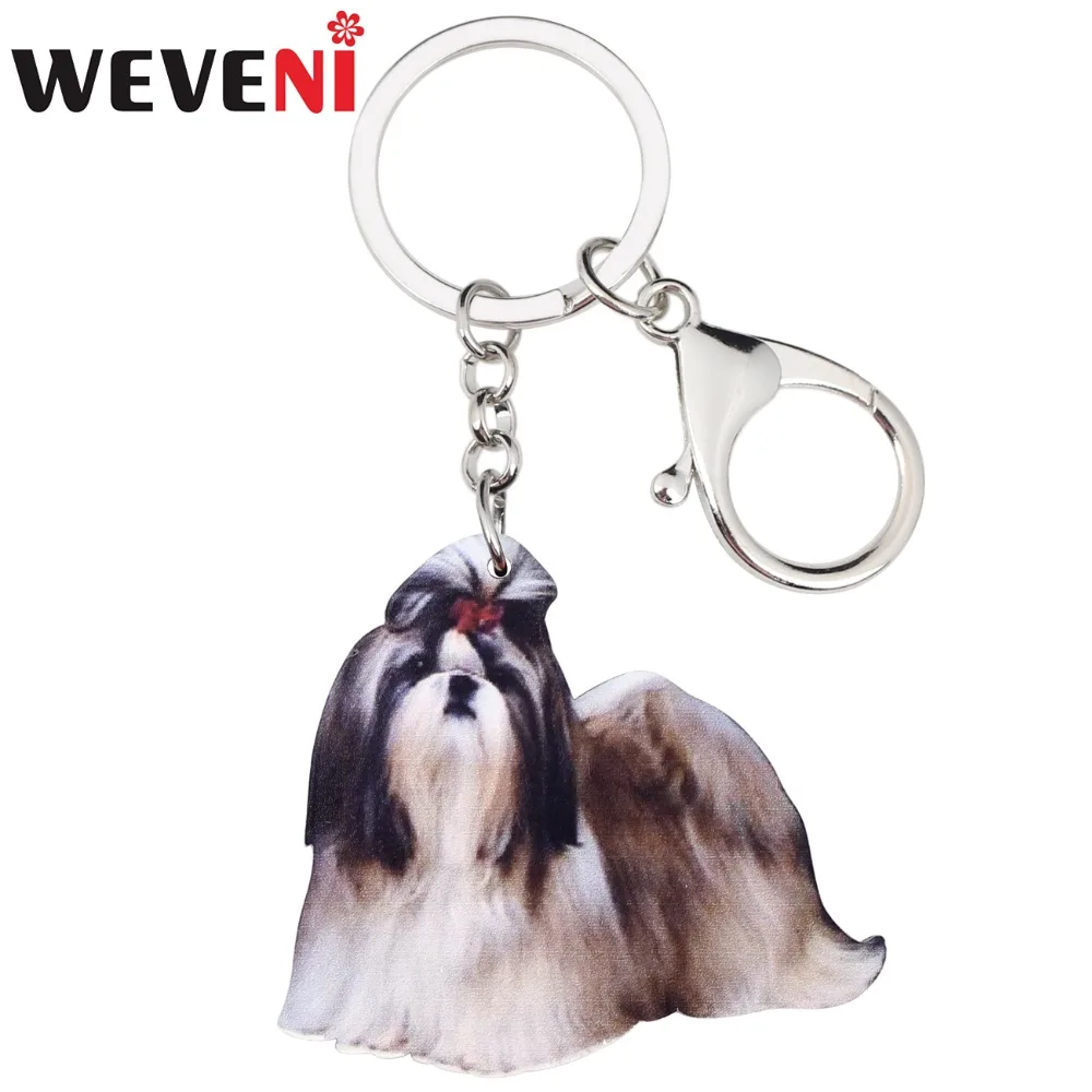 WEVENI оригинальные акриловые брелки для собак Shih Tzu брелок с животными женщин и