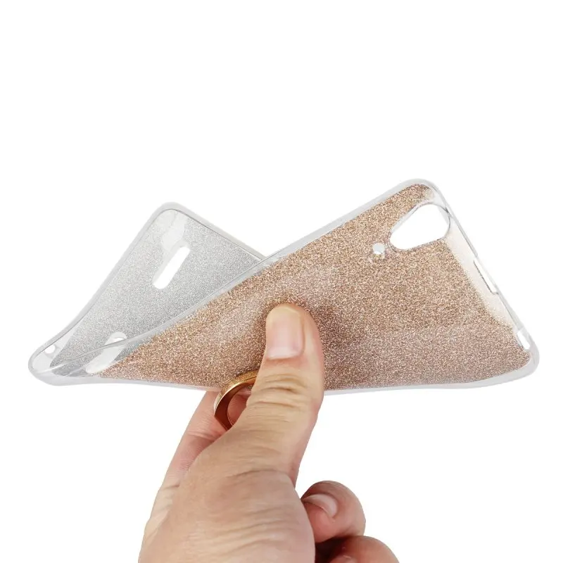 Luxury Ring Holder Case for Lenovo A6000 A6010 Back Cover Glitter Silicon Gel Bag sfor Plus Coque Etui Hoesje Funda |