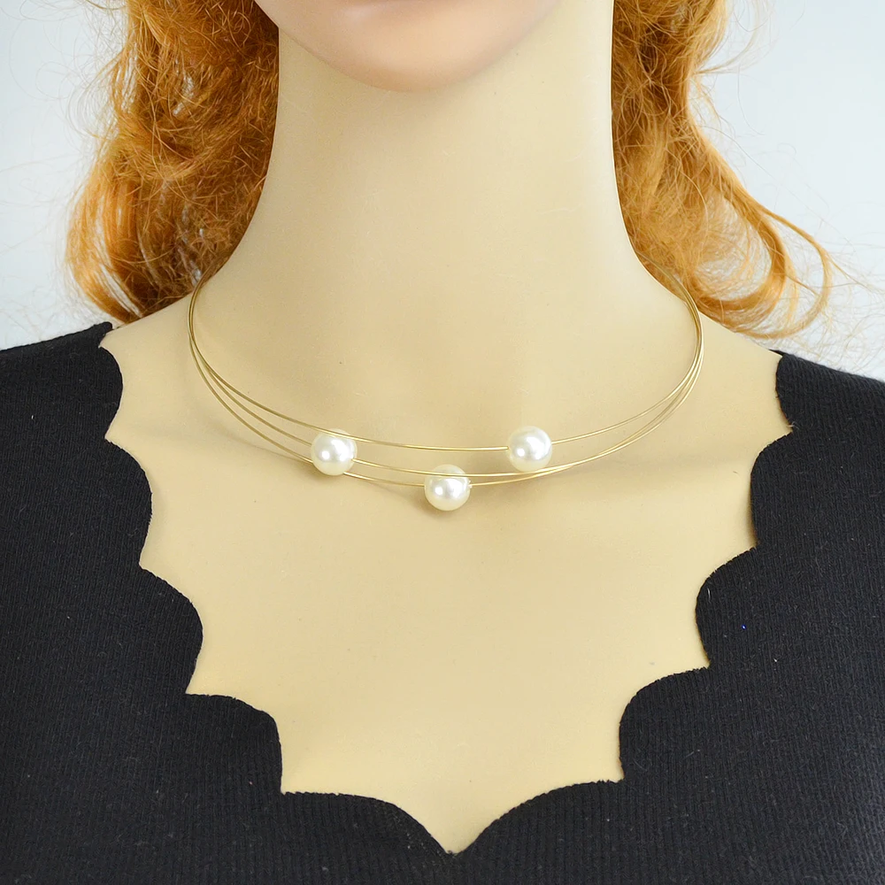 Joywish Gold-Color Silver Color Multi Layer Chain With Simulated-pearl Choker Necklace For Women Accessories Jewelry | Украшения и
