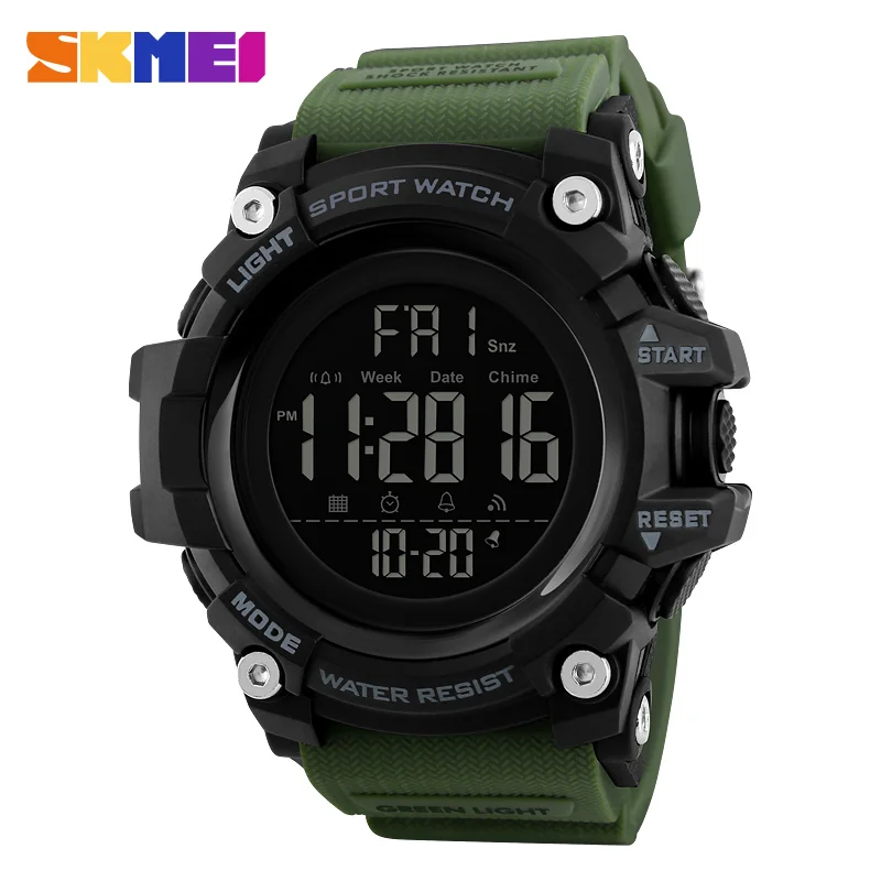 green SKMEI, новинка, S Shock, мужские спортивные часы, большой циферблат, кварцевые, цифровые часы для мужчин, люксовый бренд, светодиодный, военные, водонепроницаемые, мужские наручные часы - Цвет: green
