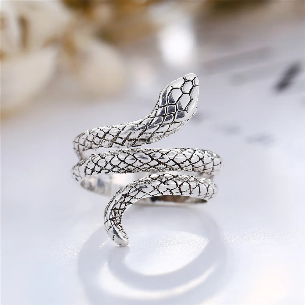 Wholesale Fashion Snake Rings For Women Color Silver Heavy Metals Punk Rock Ring Vintage Animal Jewelry | Украшения и аксессуары