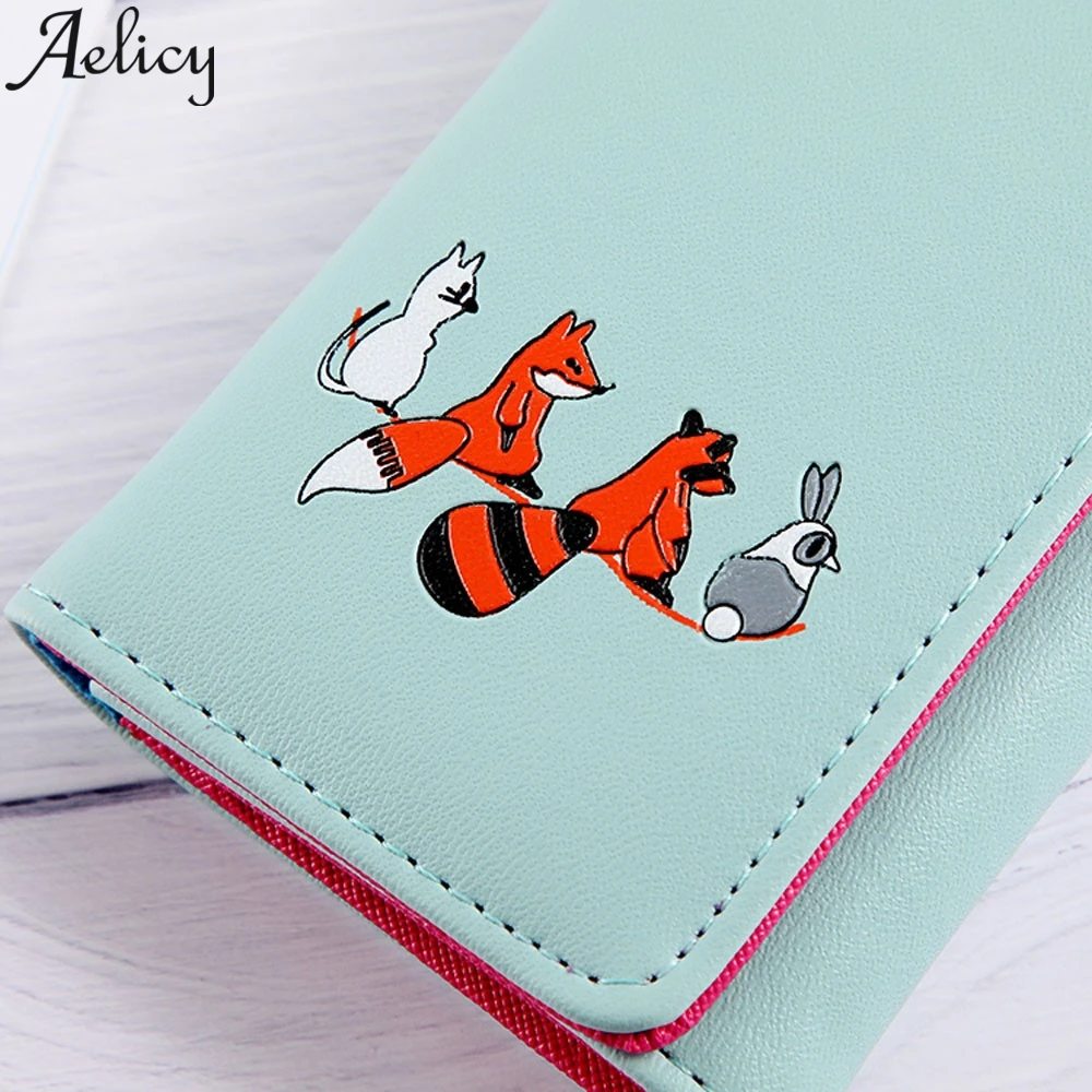 Aelicy, длинный кожаный кошелек с лисой кошкой, женские кошельки, кожаная сумка с отделением для монет, Сумка с держателем для кредитных карт, сумки, женские сумки, дизайнерские