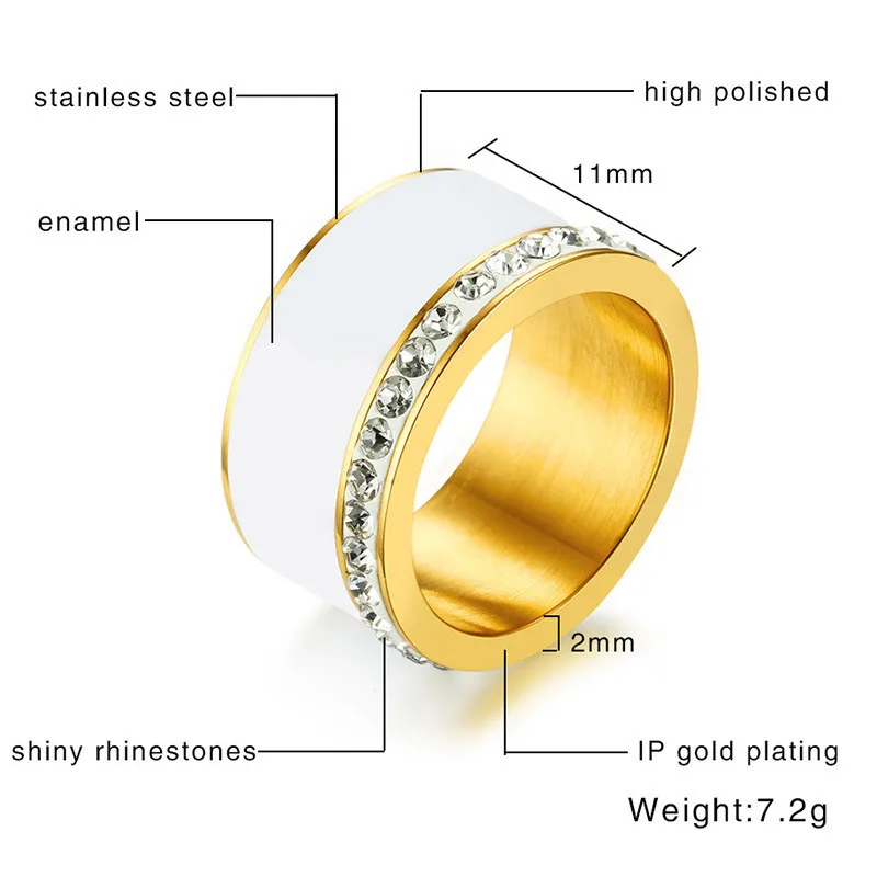 Женское кольцо из нержавеющей стали под розовое золото с фианитами|chunky rings|rings for
