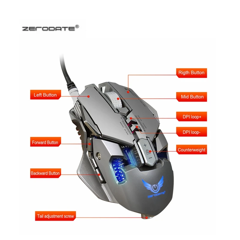 Мышь Компьютерная ZERODATE 3200 DPI 7 программируемых кнопок|Мыши| |