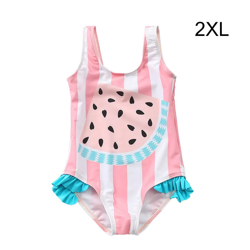 2XL EABoutique/летние милые купальные костюмы для маленьких девочек с рисунками из мультфильмов; полосатые купальные костюмы с арбузом; Цельный Детский купальник для детей 2-5 лет; S0308 - Цвет: 2XL