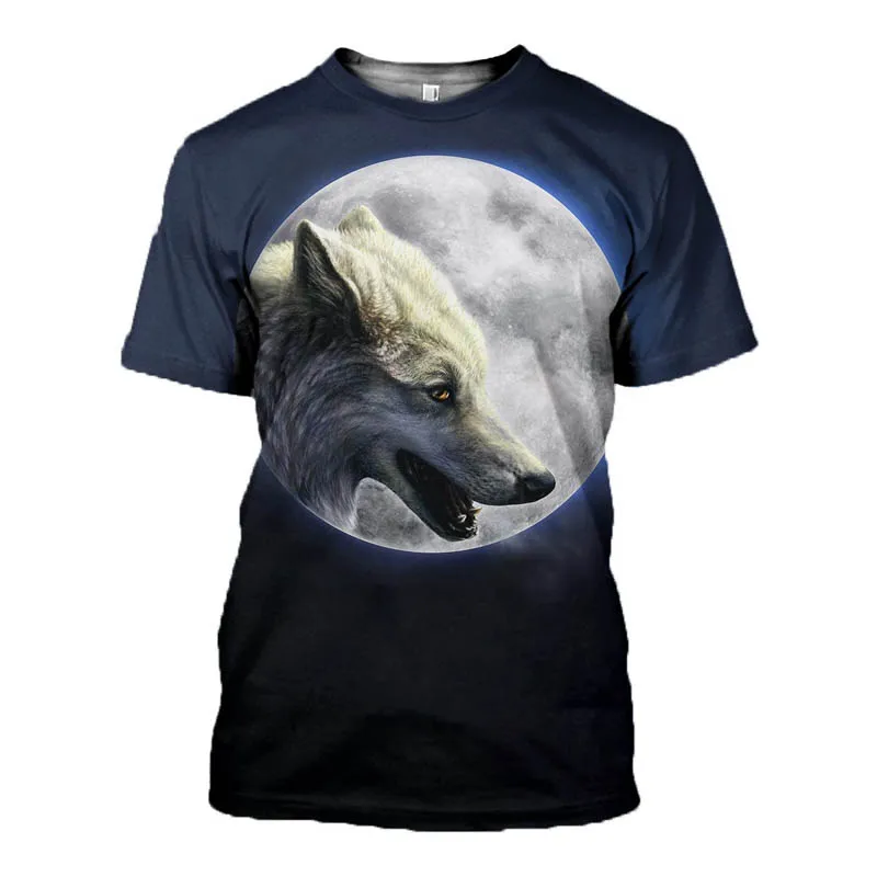 Футболка мужская с 3D принтом волка необычная модная рубашка коротким рукавом