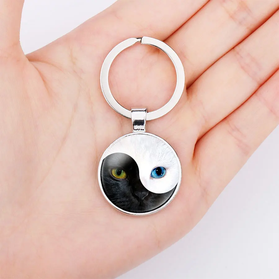 Китайский Tai Chi Ба-ва Инь Ян кошачьи глаза Изображение Стекло кабошон кольцо для