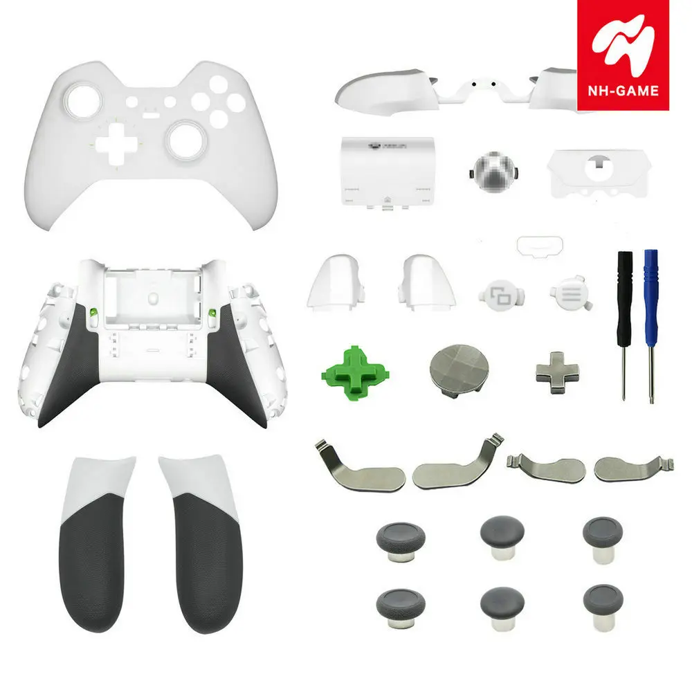 Standard shell-grips Корпус для Xbox One Elite контроллер задняя крышка чехол LB RB Кнопка бампера прорезиненные ручки Swap Thumbstick белый - Цвет: Standard shell-grips