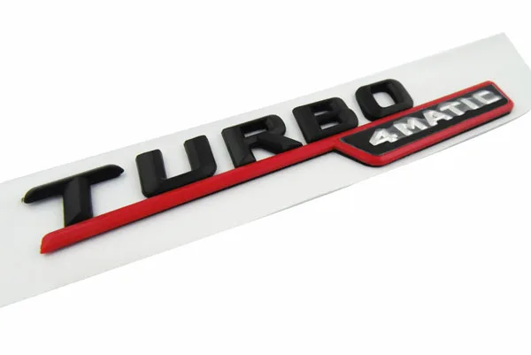 2 pcs Black Red Turbo 4MATIC for C E S CL SL CLK SLK CLS Class Fender Emblem Badge Sticker | Автомобили и мотоциклы