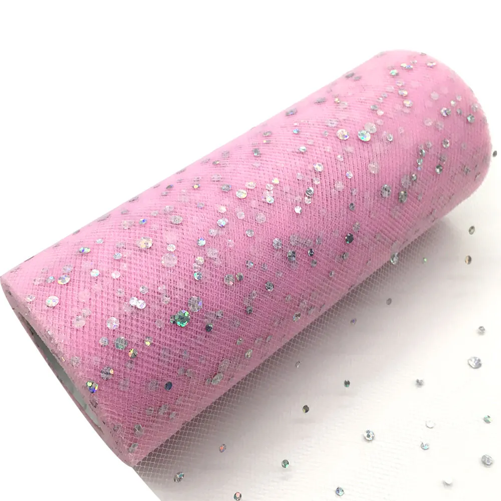 C08 Pink TULLMALL 6 дюймов 25 ярдов сверкающие блестки рулон катушки пачка свадебное украшение Тюль органза Марля Элемент настольная дорожка Mariage - Цвет: C08 Pink