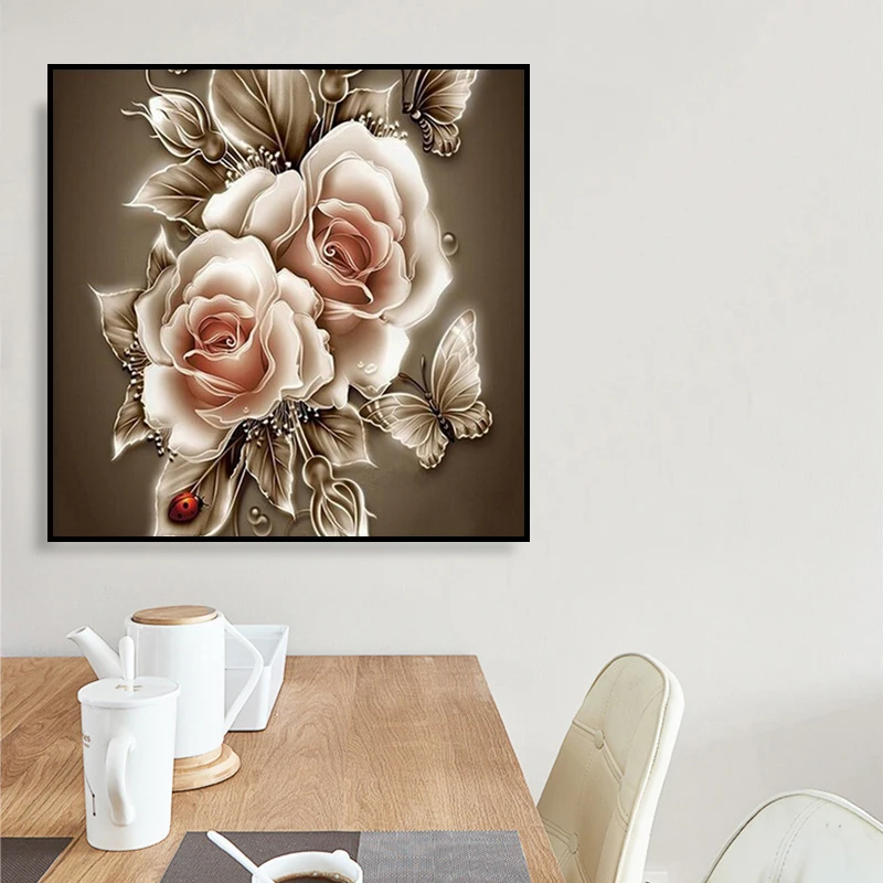 Алмазная живопись 5D &quotсделай сам&quot полная вышивка круглая роскошный цветочный