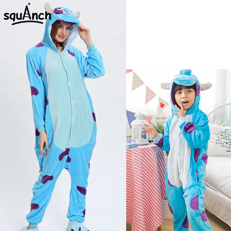 Sullivan Monster Onesies Мультяшные животные Салли кигурумис для женщин мужчин девочек
