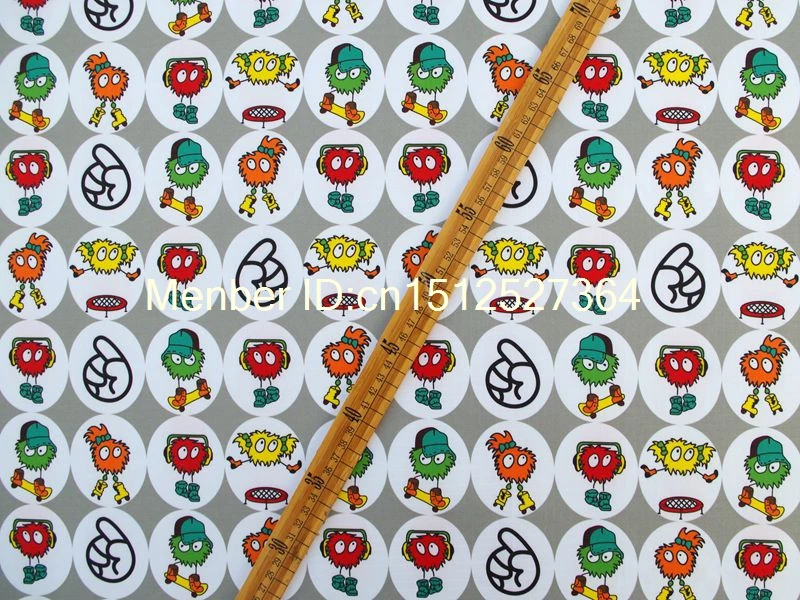 Водонепроницаемая ткань с ПВХ покрытием мультяшный фон на сером фоне (WF105)|waterproof