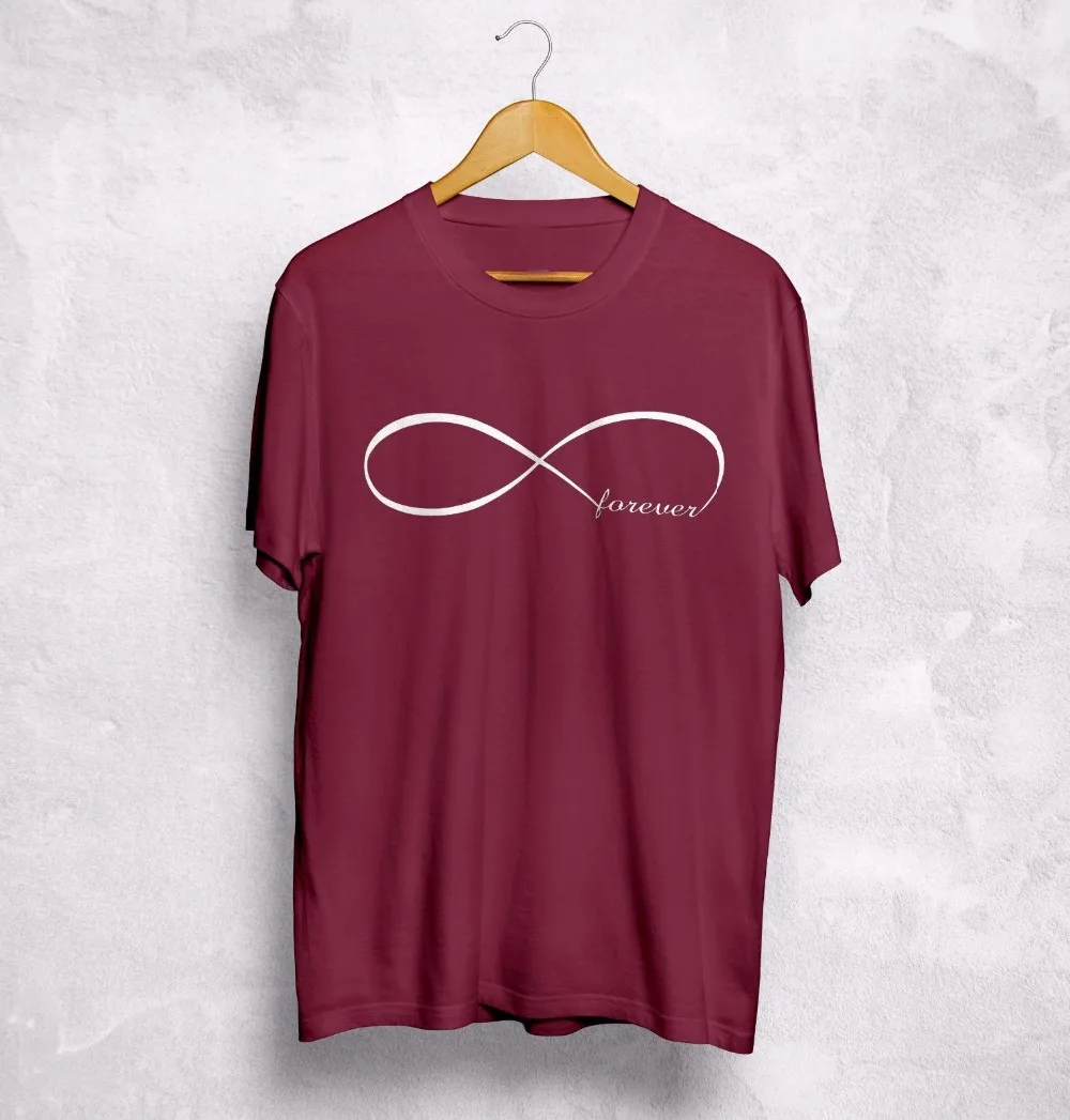 Летняя хлопковая Качественная мужская футболка с круглым вырезом Love Forever Infinity